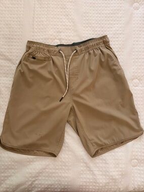 Men's Khaki Swim/Active Shorts with Drawstring